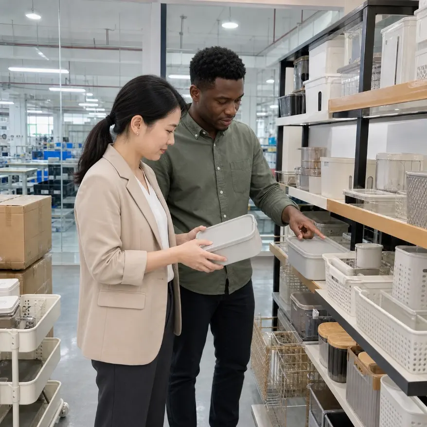 Hinsourcing team conducting an on-site factory tour in China